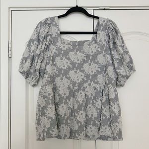 Puff Sleeve Peplum Swing Top, 1X 14/16